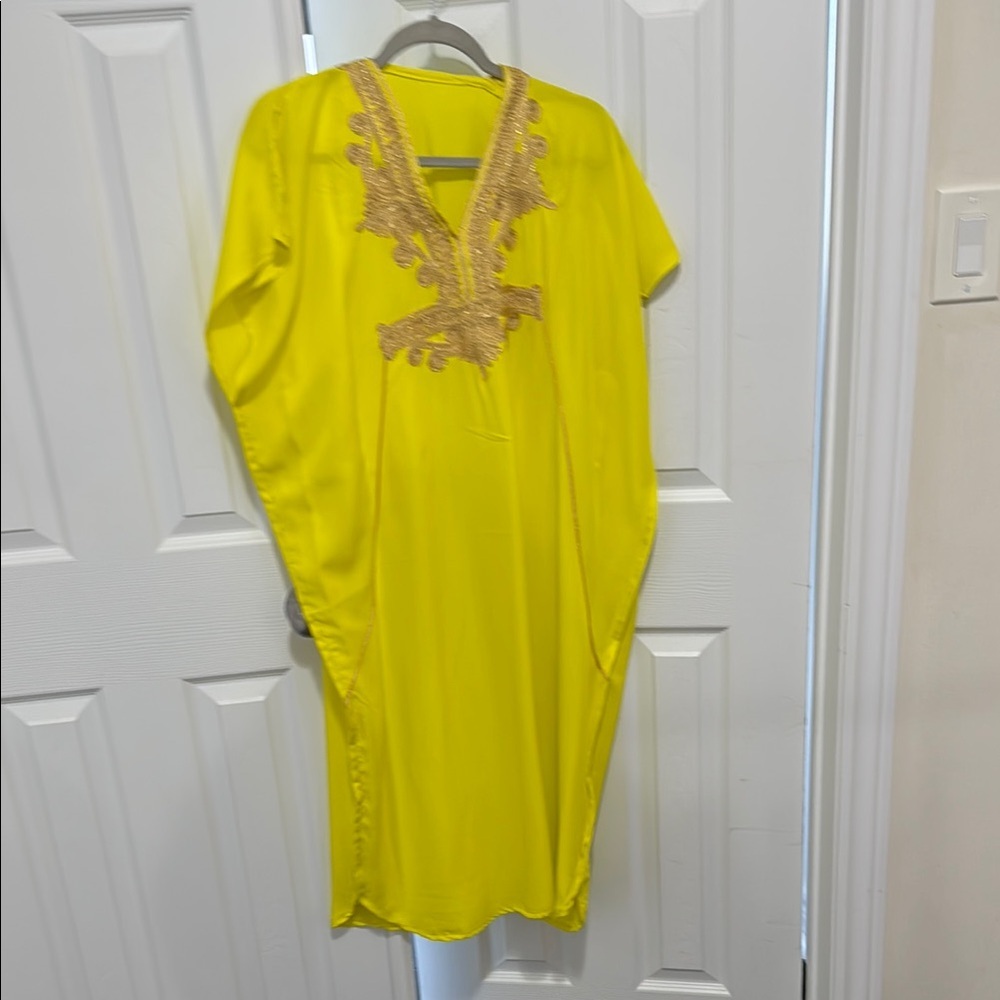 Elegant neon Yellow Kaftan Dress